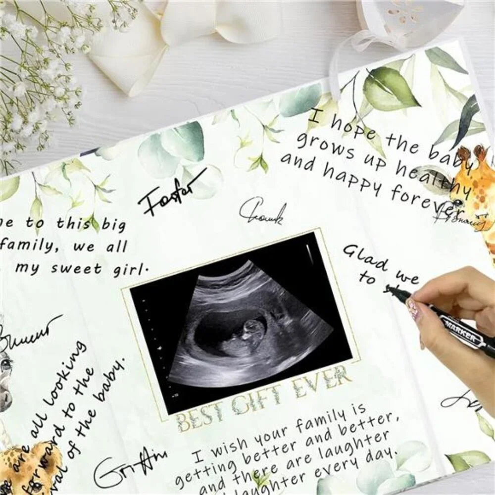 Baby Shower Guest Book Green White Signature Book DIY Party Decorations Keepsake